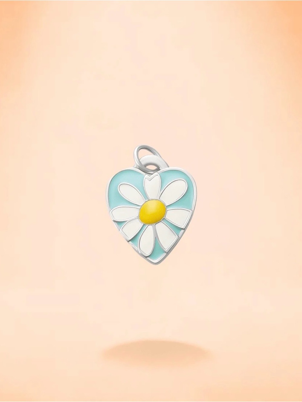 James Avery Heart Daisy Charm - Light Blue, White & Yellow Enamel